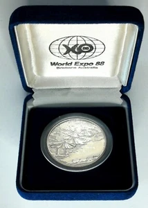 WORLD EXPO 88 BRISBANE AUSTRALIA - OFFICIAL COMMEMORATIVE MEDAL - SILVER - 35 mm - Bild 1 von 4