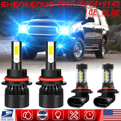 For Mercury Mountaineer 2002-2006 8000K 9007 9145 Blue LED Headlight Fog Light - Image 1 of 4