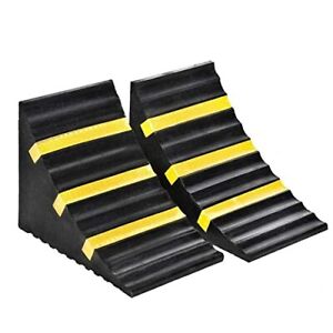 B 2 Pack Heavy Duty Large Solid Rubber Wheel Chock With Handle For Travel Traile
