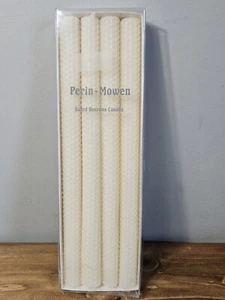 Perin-Mowen Hand Rolled Candles 12” Dinner Wedding Honeycomb Beeswax 4pc Ivory - Picture 1 of 7