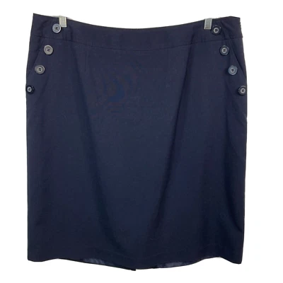 Falda Judith Hart Mujer Talla 18W Azul Marino Lápiz Cremallera Lateral Marinero Botones Forrada Foto 1 de 4