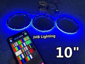 3PCS 10" Set Bluetooth RGB Color Changing LED Car Trucks Speaker Rings Lights - Picture 1 of 12