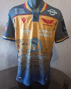 Macron Scarlets Rugby Union 2019/2020 autographed signed jersey shirt (Size M) - Picture 1 of 13