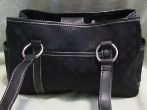 First Issue by Liz Claiborne Black Fabric PVC Trim Hand/Shoulder BAG Purse NWOT - Picture 1 of 10