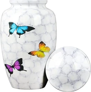 Butterfly Print Urns for Human Ashes Handcrafted Cremation Metal Urns For Adult - Picture 1 of 5