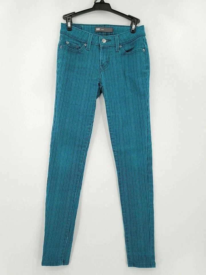 Pantalones Levis para mujer talla W25 L30 color negro/azul ajustados a rayas 5 bolsillos legging Foto 1 de 4