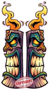 Tiki god pole pairs Decal 24" - Picture 1 of 1