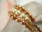 Showy & Beautiful Vintage Gold Tone Lucite Bead Wrap Around Bracelet  438H
