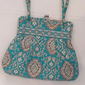 Vera Bradley Eloise Totally Turquoise Quilted Shoulder Bag Kiss-Lock Retired - Bild 1 von 10