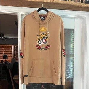 Sudadera con capucha Damati Los Angeles color tostado con bordado de tigre y rosa - Imagen 1 de 12