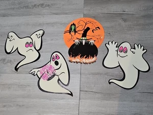 Vintage 1980er 4 Pfeifen leuchten im Dunkeln gestanztes Gespenst Lot Halloween Wanddeko - Bild 1 von 13