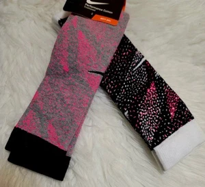2 Pair Nike Youth Girl's Over The Calf Socks, Grey, Black, Pink. SZ 3Y-5Y - Picture 1 of 1