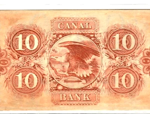 $10 "CANAL BANK" $10 (RARE) 1800'S (NEW ORLEANS) $10 UNCIRCULATED!!!! REDBACK - Picture 1 of 3
