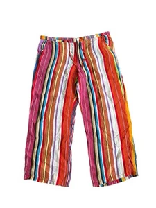 Vintage Etro Linen Stripe Colorful Women Pants Italy Made Size 50 - Picture 1 of 12