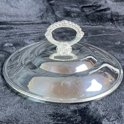 Tapa de plato de frotamiento de placa plateada acabado ornamentado servidor buffet repuesto 7 pulgadas de colección Foto 1 de 4