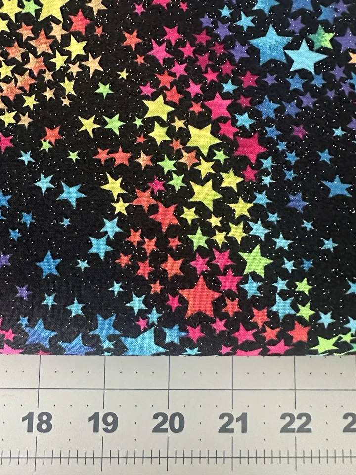 COTTON FABRIC BRIGHT STARS WITH SILVER GLITTER 44" W X 35" L, SEWING CRAFTS - Image 1 of 1