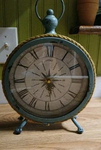 Blue Rustic Clock , Battery Operated,  Compass  Italian And French Style  - Picture 1 of 5