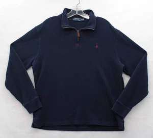 Polo Ralph Lauren Quarter Zip Pullover Sweater Mens Large Blue Long Sleeve Knit - Picture 1 of 7