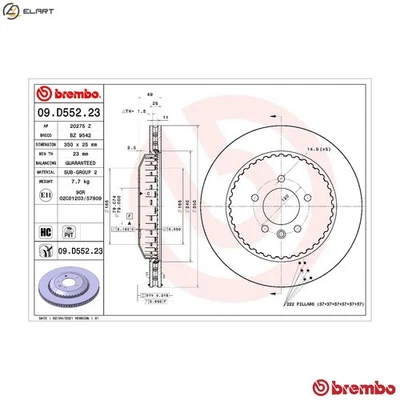 2x BRAKE DISC 09.D552.23 FOR LAND ROVER DEFENDER/Station/Wagon/Van 2.0L 4cyl - Image 1 of 4