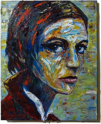 RETRATO DE MUJER PINTURA AL ÓLEO ARTE EXTRAÑO FIRMADO DE COLECCIÓN ORIGINAL REALISTA FAUVE Foto 1 de 4