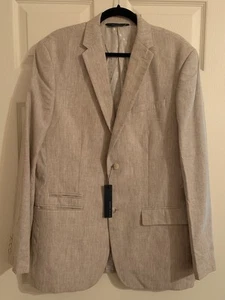 PERRY ELLIS BEIGE LINEN COTTON CLASSIC FIT BLAZER JACKET Mens Size 42 REG NWT - Picture 1 of 4