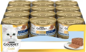 Gold - Cibo Umido Gatto Adulto, Mousse Con Pesce Dell'Oceano. 24 Lattine Da 85 G - Foto 1 di 12