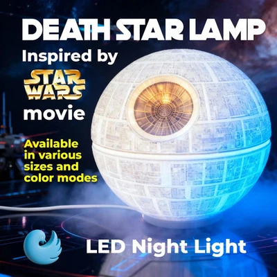 Death Star-Inspired Lamp – 3D Printed LED Night Light | Room Decor for Star Wars - Image 1 of 4