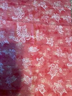 Pink Polyester Sea Turtles Print Fabric By David Textiles 2 YD X 44 Inches W - Image 1 of 3