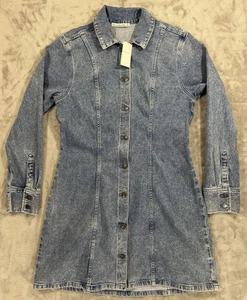 Abercrombie & Fitch Shirt Dress Womens Large Tall Blue Jean Denim Light Wash NWT - Picture 1 of 21