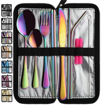 Camping Utensils Set, Portable Travel Utensils with Case for Fixing Tableware... - Image 1 of 4