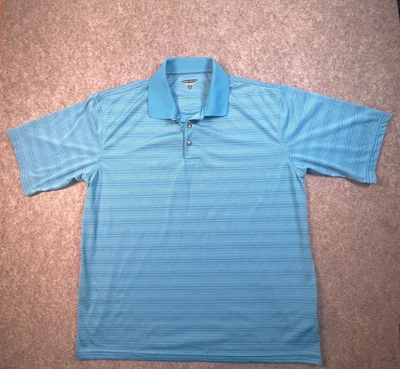 Pebble Beach Performance Polo Shirt XL Blue Striped Golf Activewear Mens - Image 1 of 4
