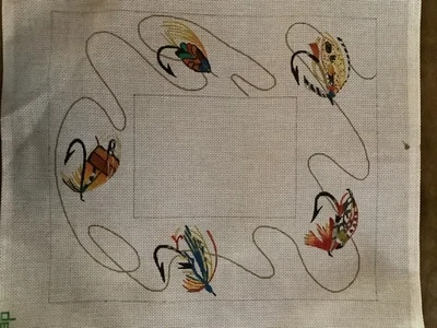 New Needlepoint Fly Fishing Photo Frameby DeDe 18 pt - Image 1 of 2