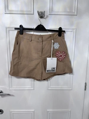 Love Moschino Mujer Pantalones Cortos Talla 42IT/UK10 Beige Nuevo Con Etiquetas Foto 1 de 4