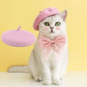 Solid Color Dog Hat Cute Dog Beret Fashion Accessories Pets Wool Hat Pets - Picture 1 of 12