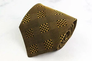 GIANNI VERSACE Rare tie Yellow Check pattern silk from japan C007 - Picture 1 of 24
