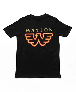 Waylon Jennings Flying W Mens T Shirt Country Rock Music Classic Band New Black - Picture 1 of 2