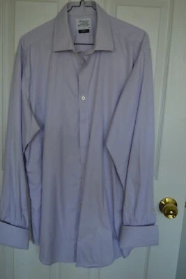 Camisa social masculina T M Lewin, punhos franceses, 17-36 slim fit xadrez lavanda - Imagem 1 de 4