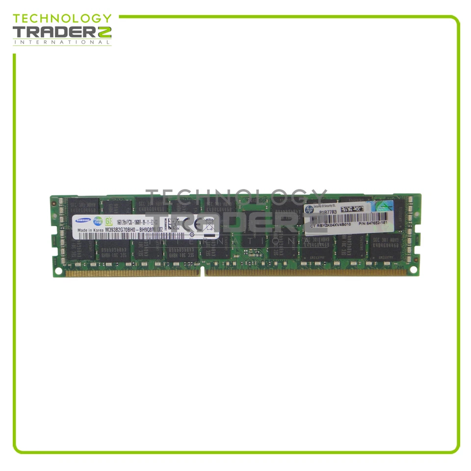 647881-B21 HP 16GB PC3-10600 DDR3-1333MHz ECC 2Rx4 Memory 647652-181 687463-001 - Image 1 of 1