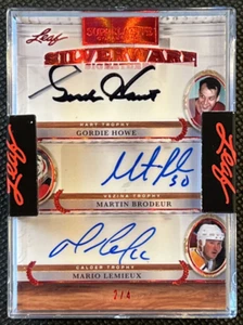 2020-21 Leaf Superlative Silverware Signatures Brodeur Howe Hull Lemieux Auto /4 - Picture 1 of 2