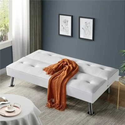 Sofá cama Easyfashion con cama extraíble, blanco Foto 1 de 3