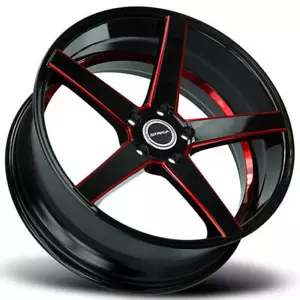 (4) 20" Strada Wheels Perfetto Gloss Black Candy Red Milled Rims(B11) - Picture 1 of 2
