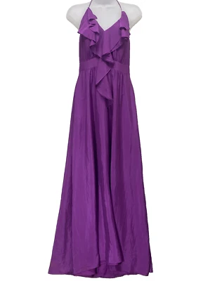 BCBGeneration Dress Womens 2 Purple Maxi Halter Sleevless Ruffle Flowy - Image 1 of 4