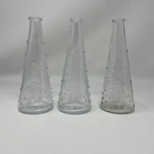IKEA Lot of 3 Emma Dafnas Design 15234 7.5” Tall Glass Hobnail Bud Flower Vases - Picture 1 of 4