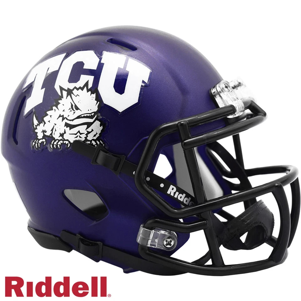 *РАСПРОДАЖА* ФУТБОЛЬНЫЙ ШЛЕМ TCU С РОГАТЫМИ ЛЯГУШКАМИ ФИОЛЕТОВЫЙ СКОРОСТНОЙ МИНИ NCAA RIDDELL! - Изображение 1 из 1