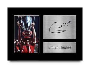 Emlyn Hughes Signed A4 Framed Printed Autograph Liverpool LFC Print Gift - Picture 1 of 17