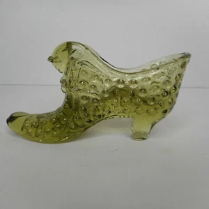 Vintage Fenton Slipper Shoe Green Art Glass - Picture 1 of 4