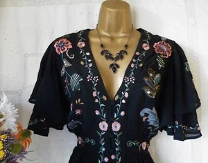 π*****MONSOON PRE-OWNED "TRISS BLACK" EMBROIDERED PEACOCK DRESS SIZE 18******π - Picture 1 of 8