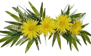 28" Yellow Gerbera Mums & Bamboo Leaves Swag Silk Flower Wall Door Arch Decor US - Picture 1 of 4