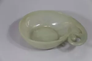 old Chinese Qing Dy Green White Jade Carved Flower Figure Brush Washer - Picture 1 of 24