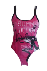 Damen Badeanzug Pink Schwarz Weiß gemustert Gr. 36 38 Cup B - Picture 1 of 2